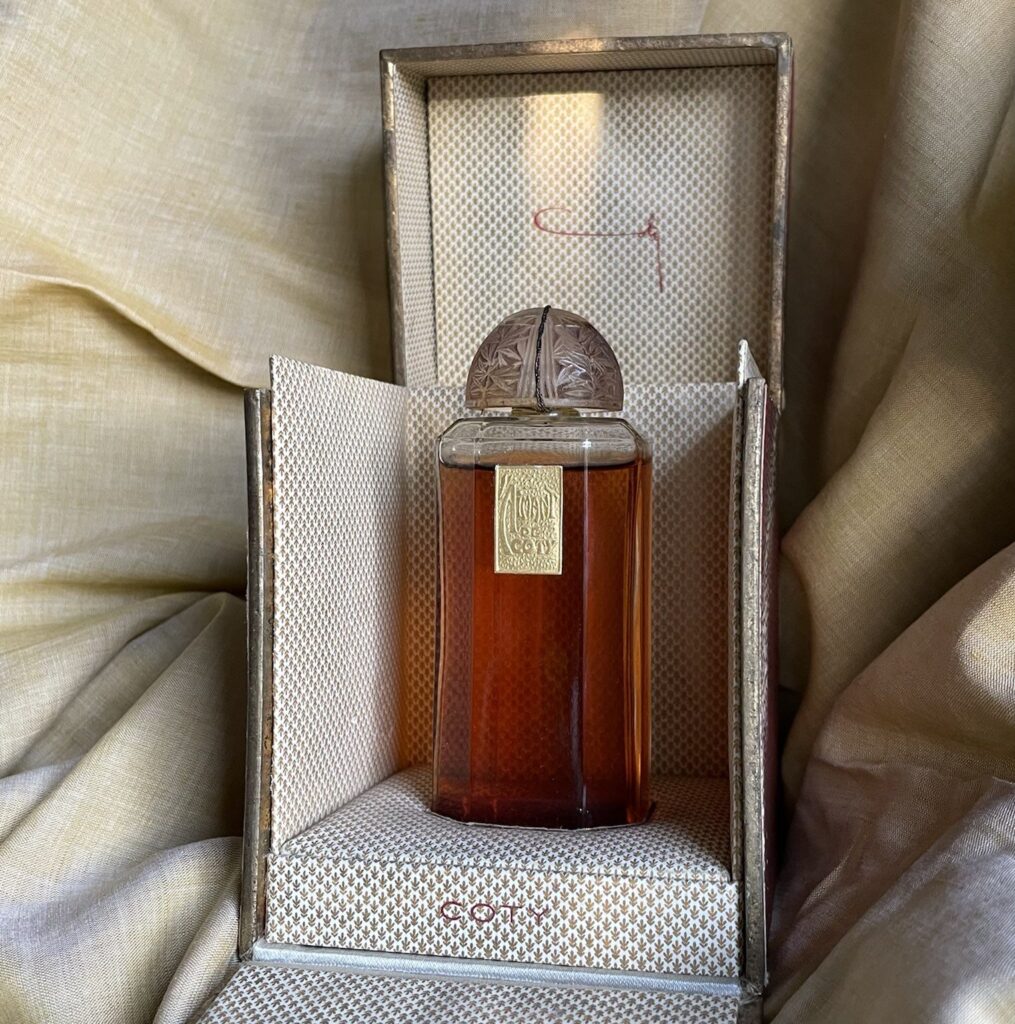 Frasco de perfume clásico en su estuche
